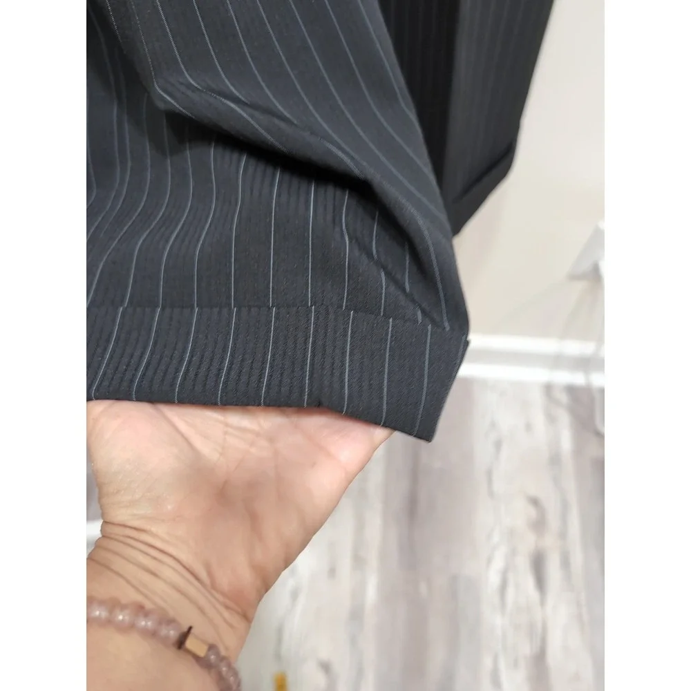 Tahari Arthur S. Levine 3pc Black Pinstripe Suit 12 Pants Blazer Tank Career Set